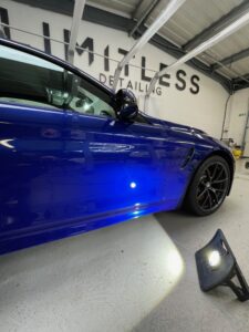 results after completing a bodywork polish on BMW as part of paint correction car detailing service in Marbella